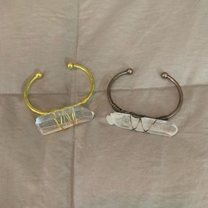 2 x Clear Quartz Cuff Bracelets